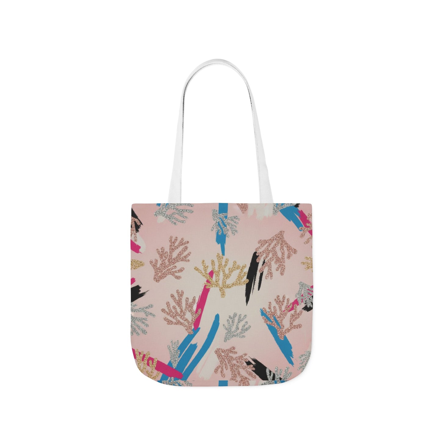 Abstract Coral Pattern Canvas Tote — Beachy Pink Reusable Bag