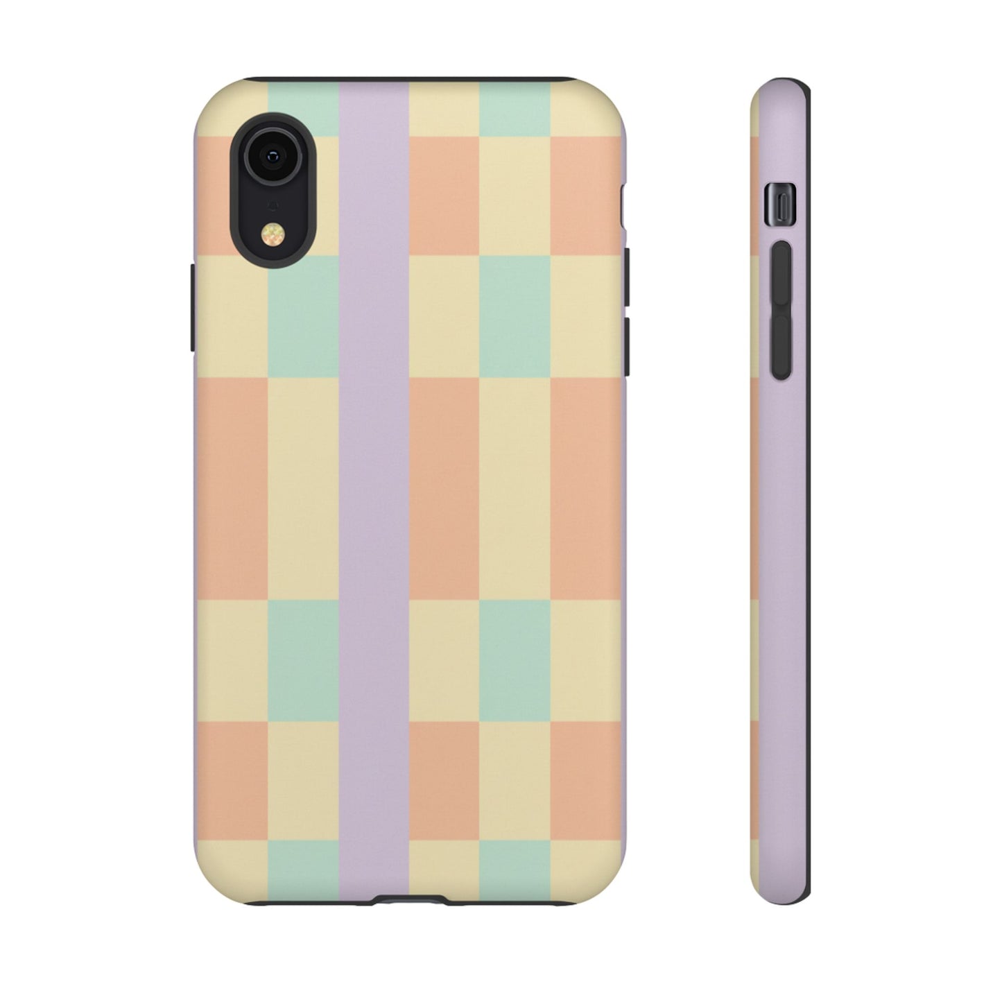 Pastel Checkered Phone Case — Retro Stripe Tough Case