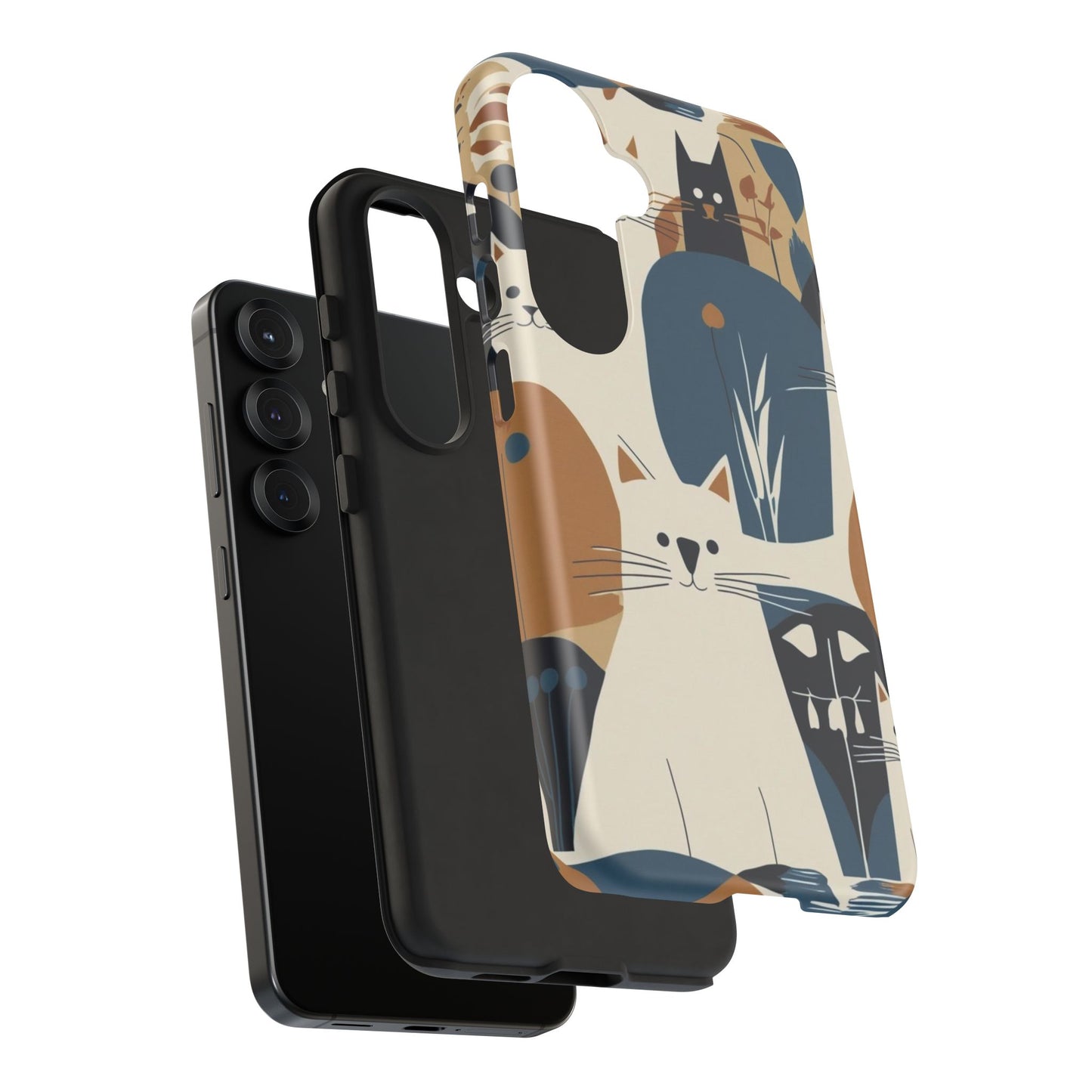 Cat Pattern Phone Case – Retro Abstract Cats Protective iPhone Cover