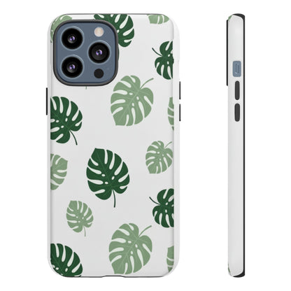 Monstera Leaf Tough Phone Case – Tropical Green Palm Pattern Protective Cover