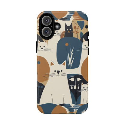 Cat Pattern Phone Case – Retro Abstract Cats Protective iPhone Cover