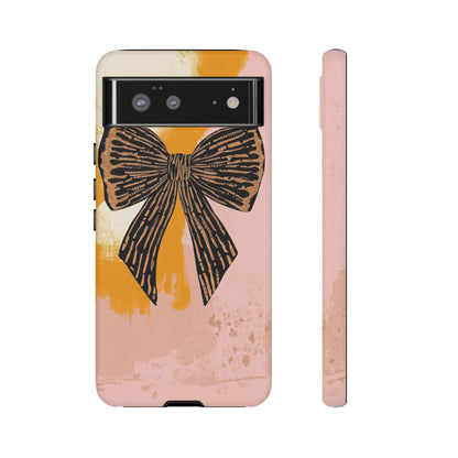 Bow Brushstroke Tough Phone Case — Pink & Mustard