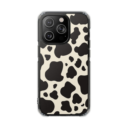 Cow Print Clear Magnetic Phone Case — Impact-Resistant iPhone Cover