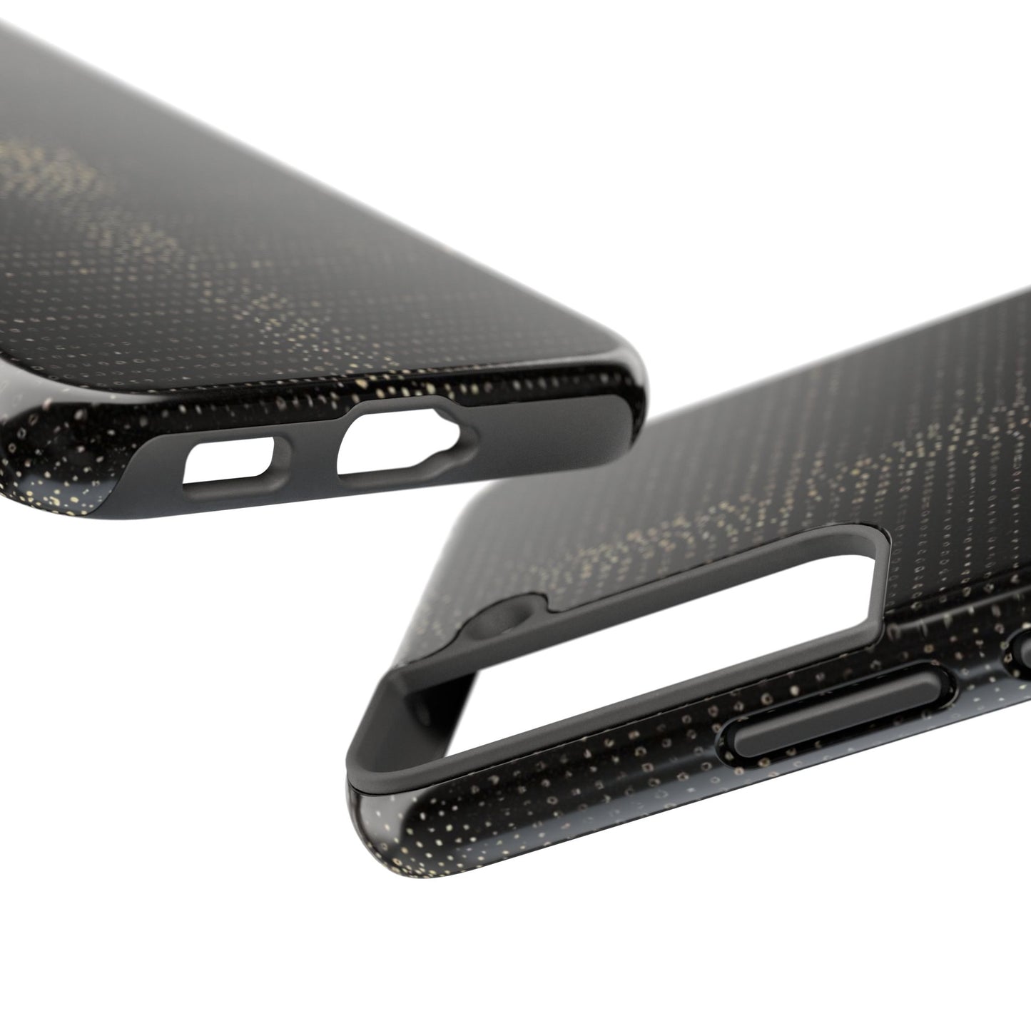 Tough Phone Case — Black Textured Metallic Dot Shield