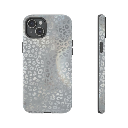Grey Leopard Print Tough Phone Case — Durable Protective iPhone Cover