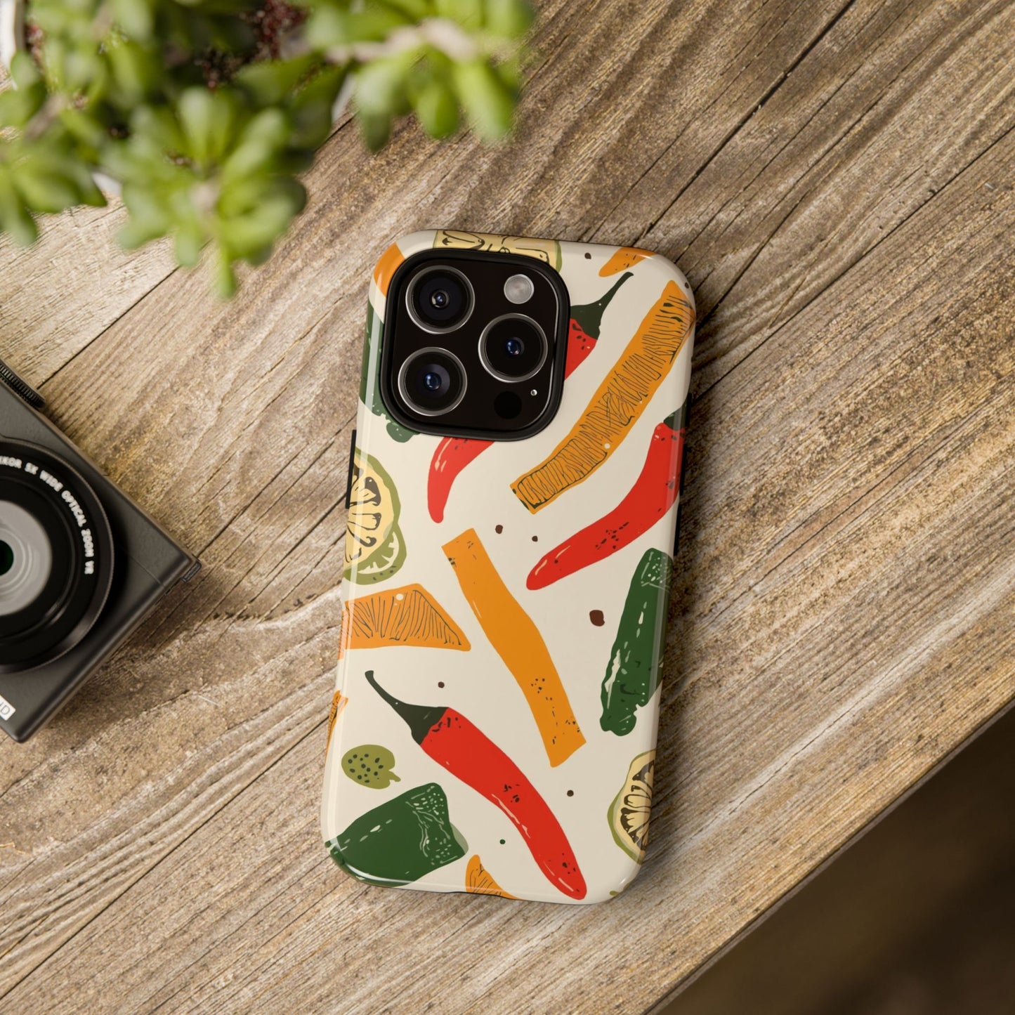 Spicy Peppers Phone Case – Colorful Chili, Lime & Citrus Pattern