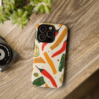 Spicy Peppers Phone Case – Colorful Chili, Lime & Citrus Pattern
