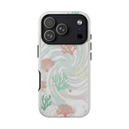 Seafoam Coral Tough Phone Case - Pastel Ocean Wave Design