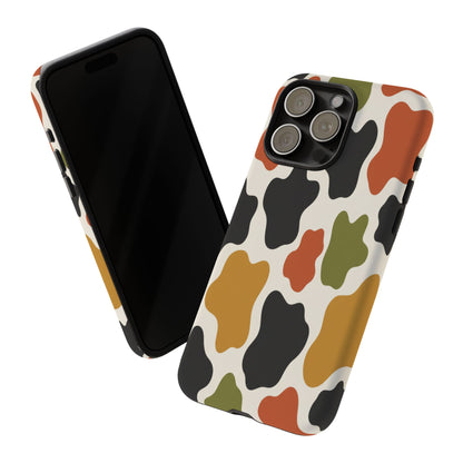 Camouflage Pattern Tough Phone Case – Retro Olive, Rust & Mustard Protective Cover