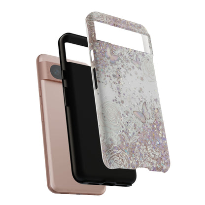 Butterfly Glitter Tough Phone Case — Floral Sparkle Protective Case