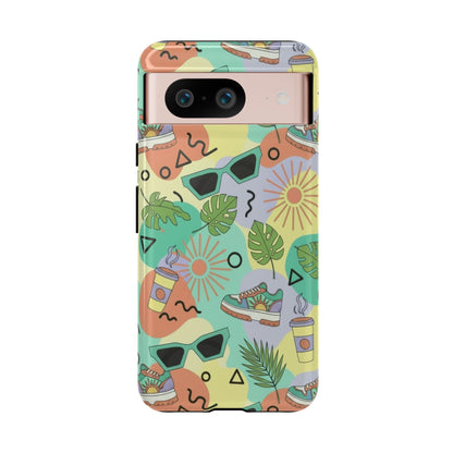 Tropical Summer Phone Case — Retro Sunglasses, Sneakers & Palm Pattern