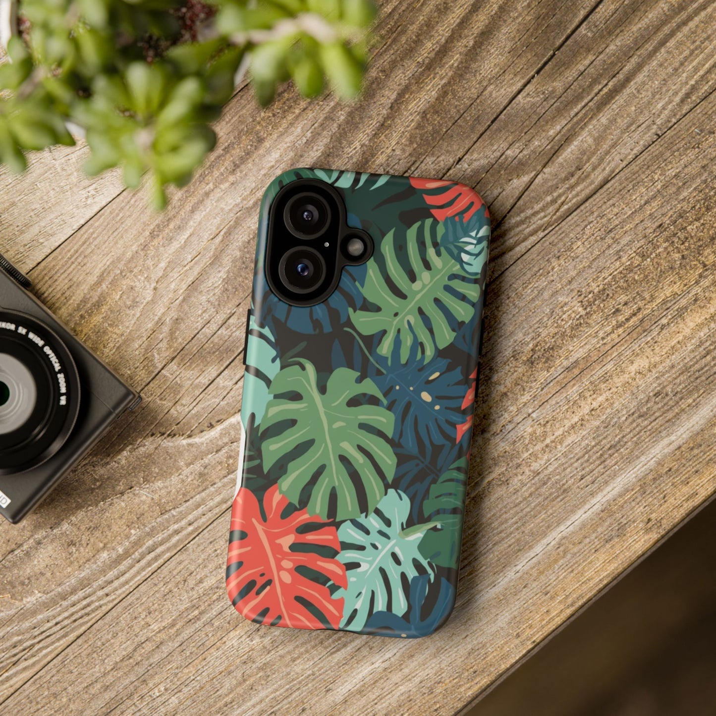 Tropical Monstera Phone Case — Colorful Leaf Protective Tough Case