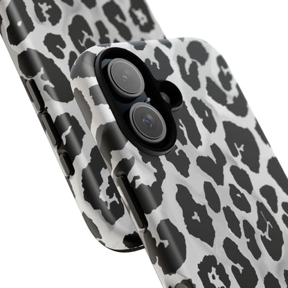 Leopard Print Tough Phone Case – Black & White Animal Pattern Protective Cover