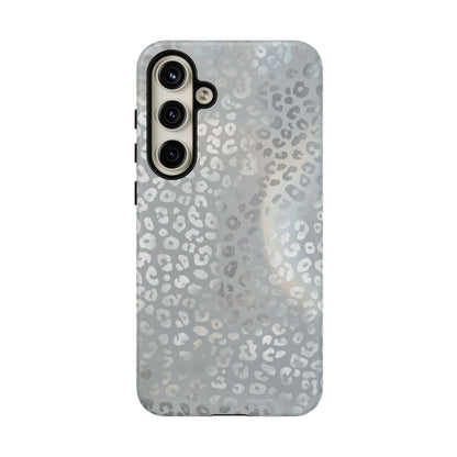 Grey Leopard Print Tough Phone Case — Durable Protective iPhone Cover
