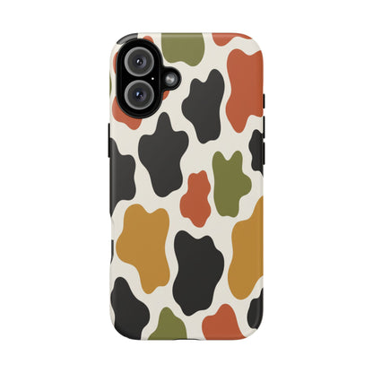 Camouflage Pattern Tough Phone Case – Retro Olive, Rust & Mustard Protective Cover