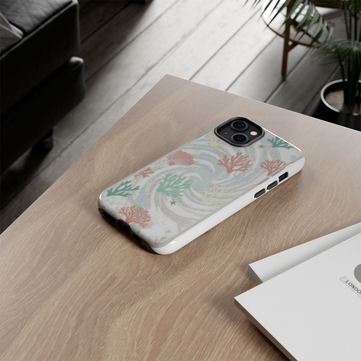 Seafoam Coral Tough Phone Case - Pastel Ocean Wave Design
