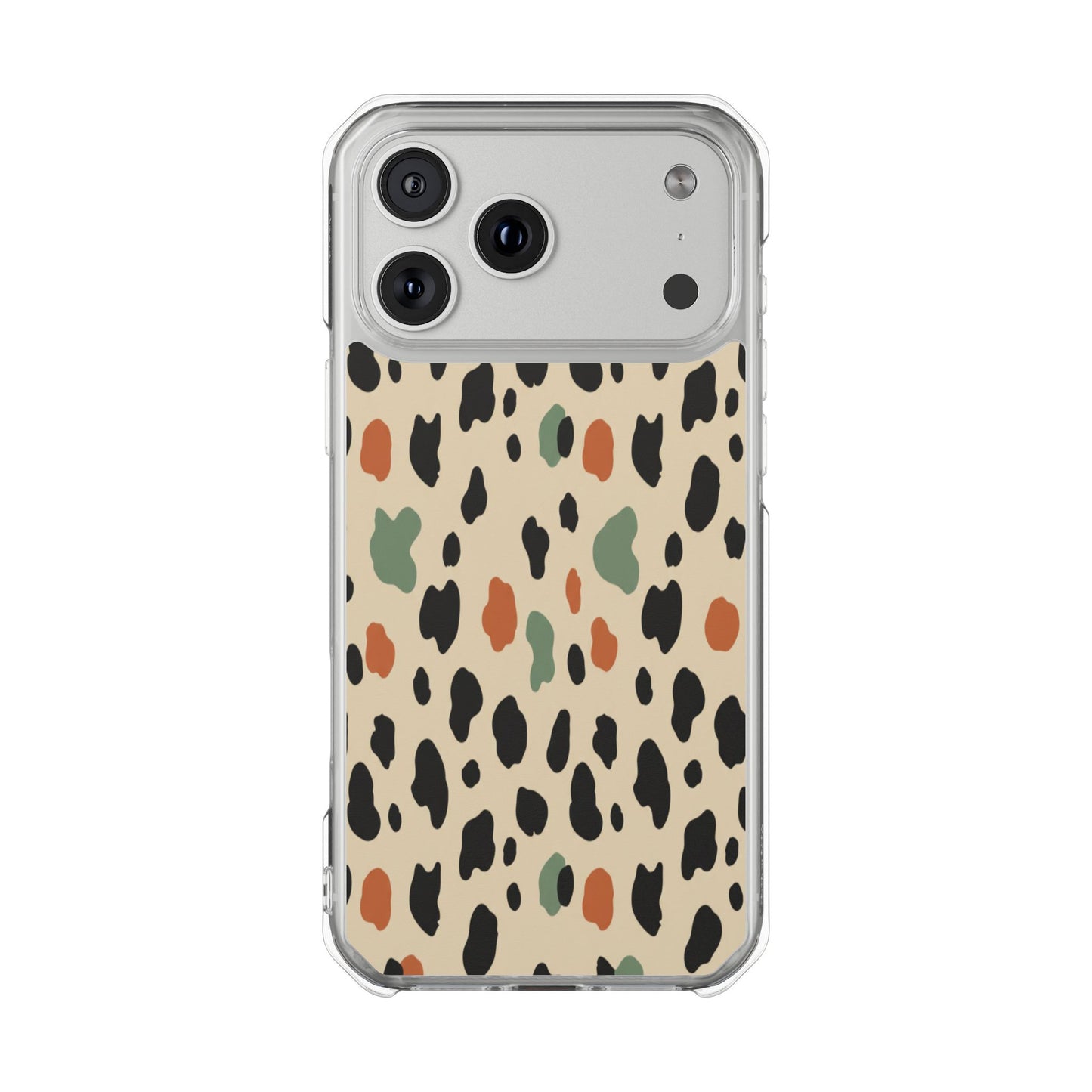 Clear Magnetic Impact Phone Case — Neutral Multicolor Leopard Print