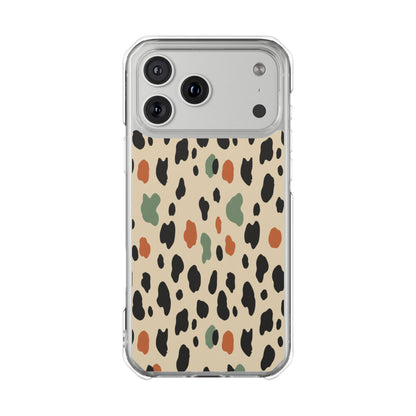 Clear Magnetic Impact Phone Case — Neutral Multicolor Leopard Print