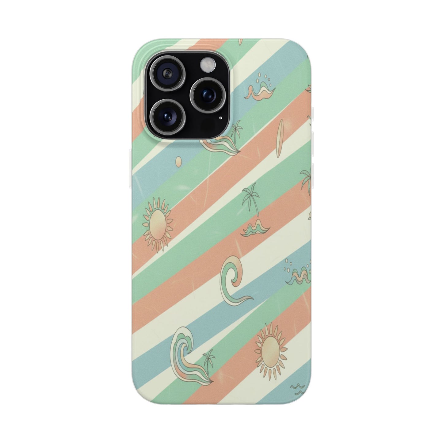 Beach Vibes Phone Case — Retro Pastel Surf & Palm Protective Flexi Case