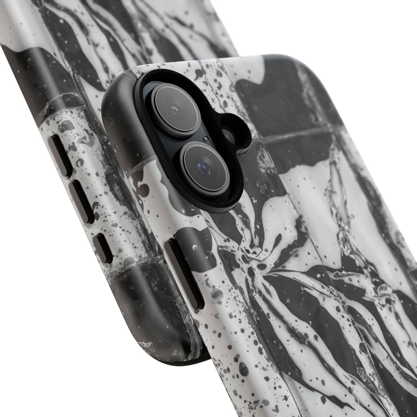 Monochrome Tile Floral Tough Phone Case