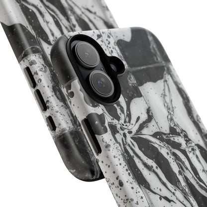 Monochrome Tile Floral Tough Phone Case