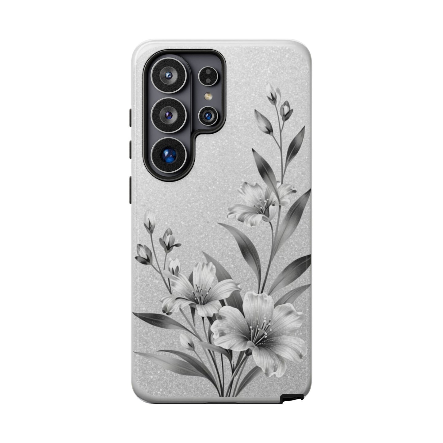 Floral Monochrome Phone Case — Elegant Black & White Lily Design