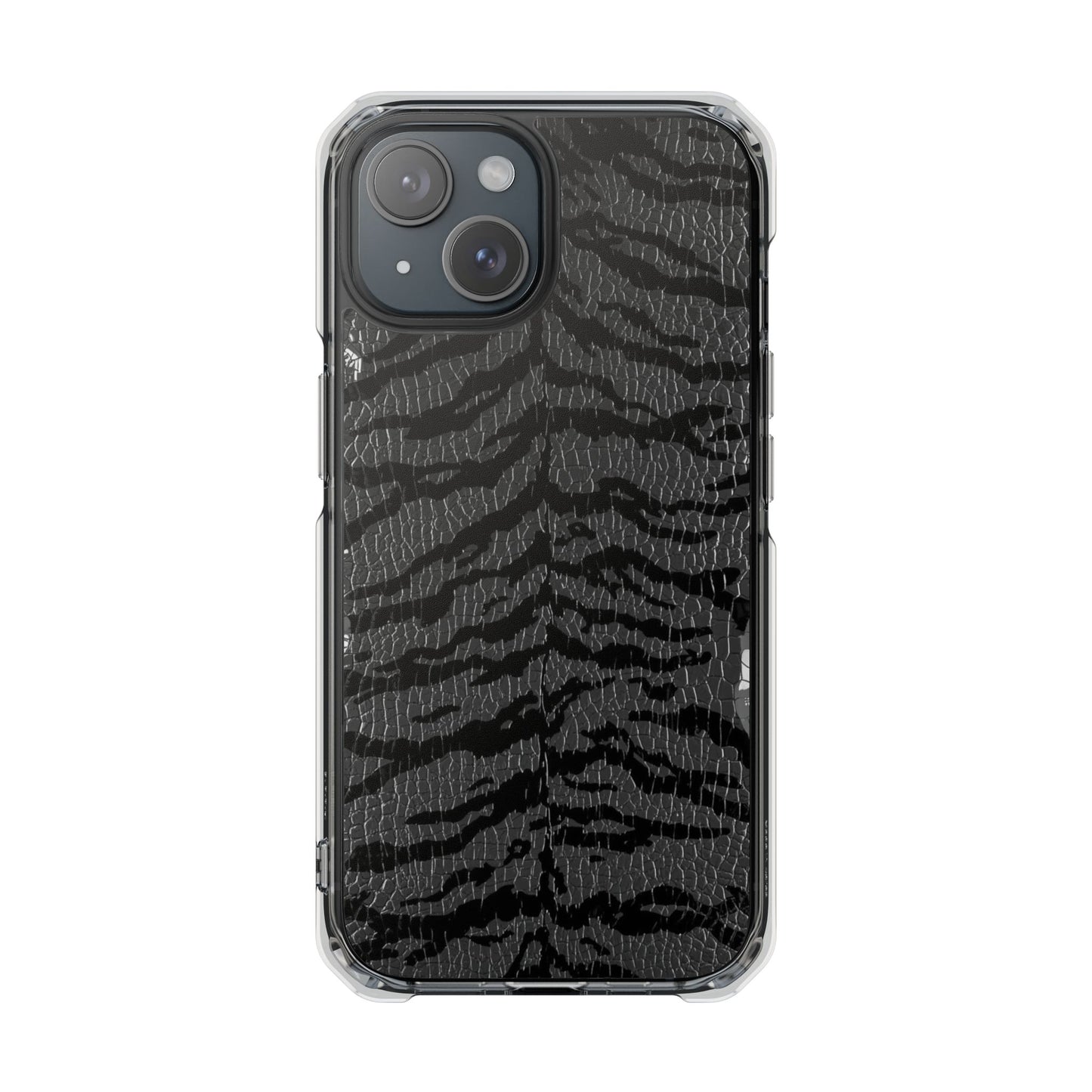 Clear Magnetic Impact Phone Case — Black Tiger Stripe