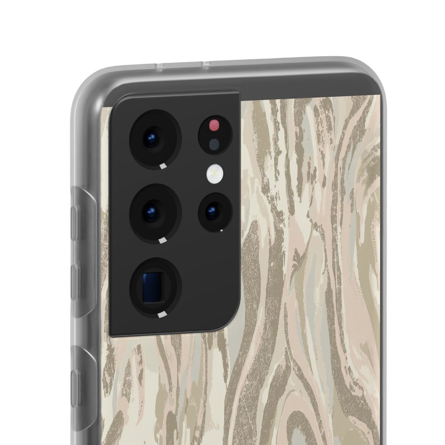 Neutral Marble Swirl Flexi Phone Case — Beige Abstract Protective Cover
