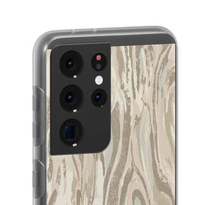 Neutral Marble Swirl Flexi Phone Case — Beige Abstract Protective Cover