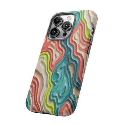 Abstract Contour Phone Case — Colorful Topographic Pattern Tough Case