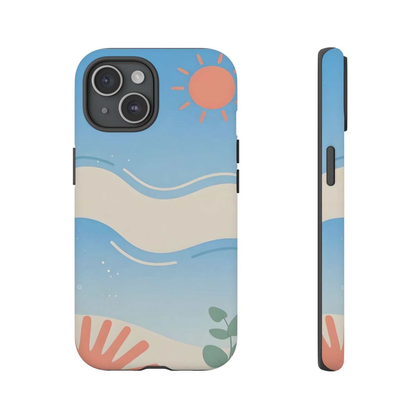 Beach Waves Tough Phone Case — Summer Sun & Seashell Protective Cover