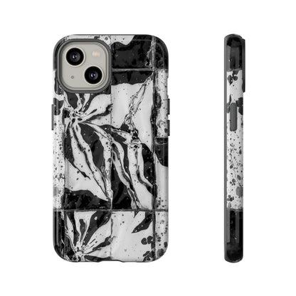 Monochrome Tile Floral Tough Phone Case