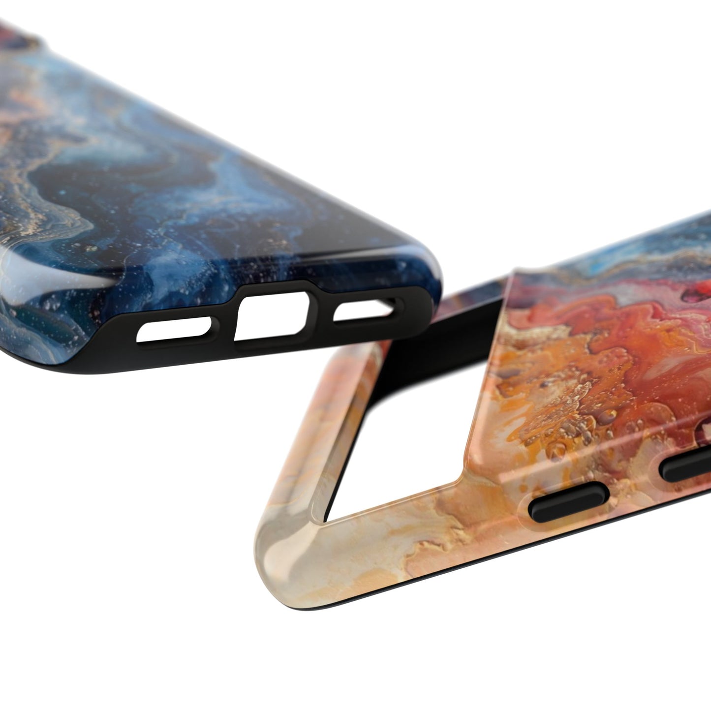 Marbled Galaxy Tough Phone Case — Abstract Blue & Coral Protective Cover