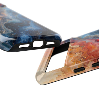 Marbled Galaxy Tough Phone Case — Abstract Blue & Coral Protective Cover