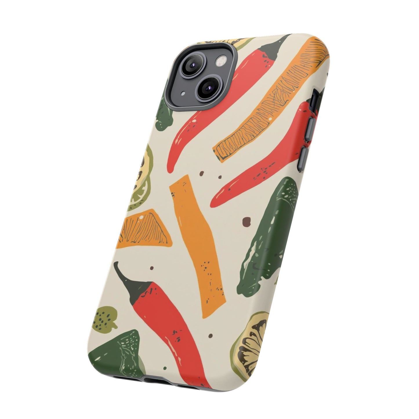 Spicy Peppers Phone Case – Colorful Chili, Lime & Citrus Pattern