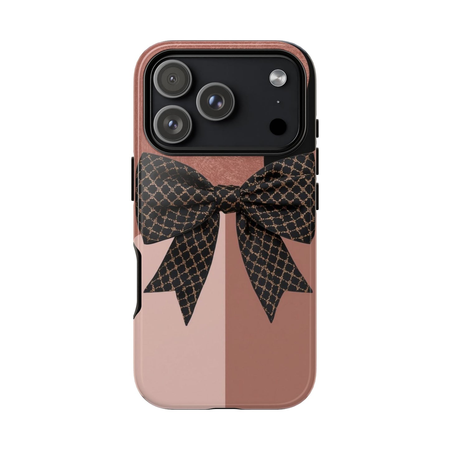 Bow Stripe Tough Phone Case – Pink Mauve Protective Cover