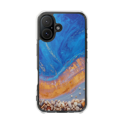 Clear Magnetic Impact Phone Case — Blue Ocean Resin & Pebble Design