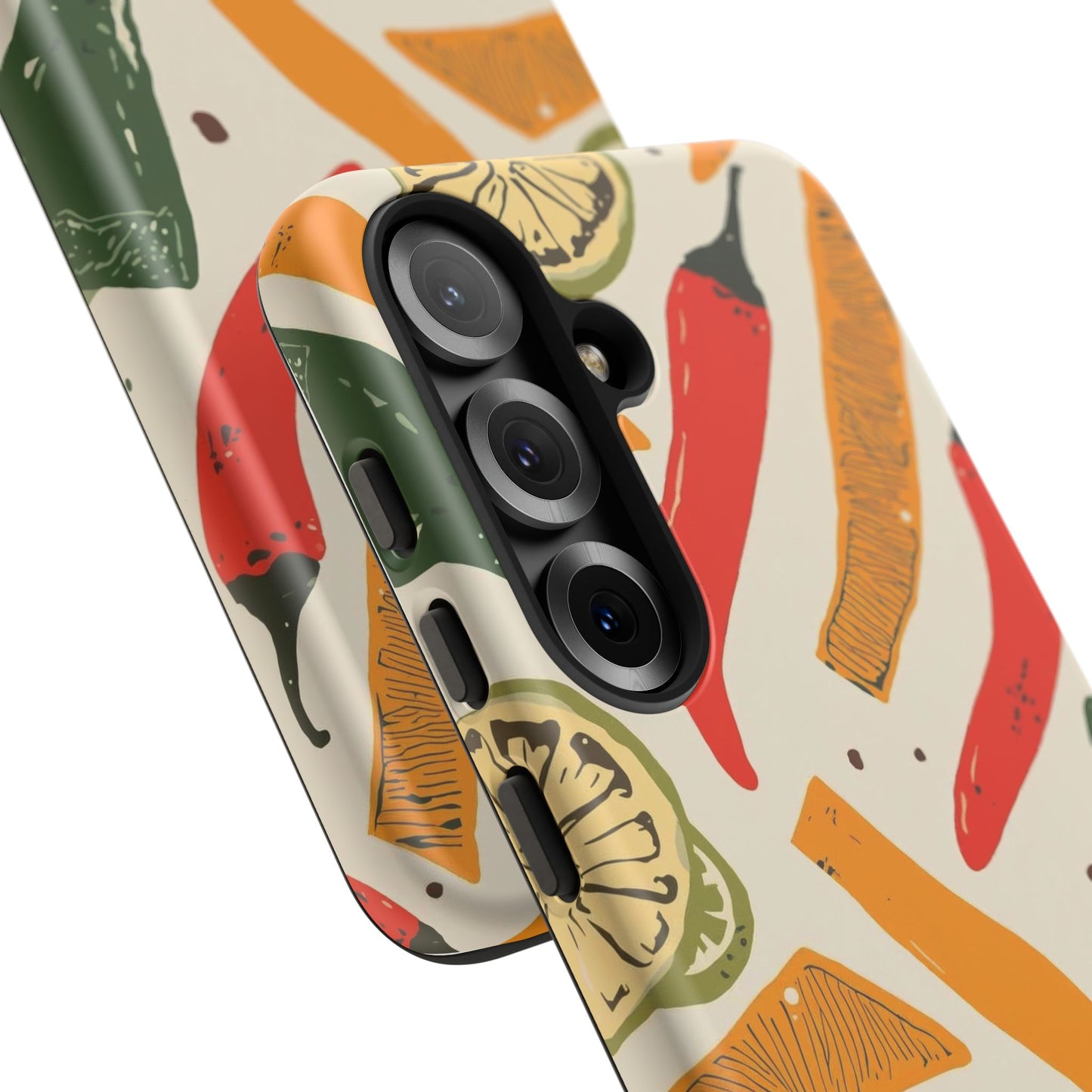 Spicy Peppers Phone Case – Colorful Chili, Lime & Citrus Pattern