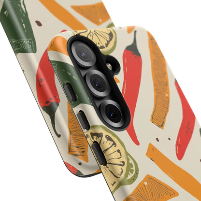 Spicy Peppers Phone Case – Colorful Chili, Lime & Citrus Pattern