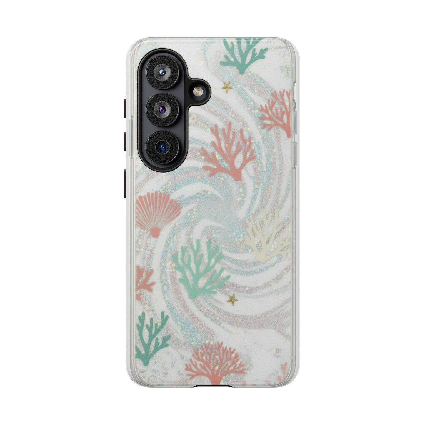 Seafoam Coral Tough Phone Case - Pastel Ocean Wave Design