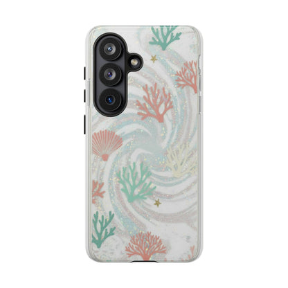 Seafoam Coral Tough Phone Case - Pastel Ocean Wave Design