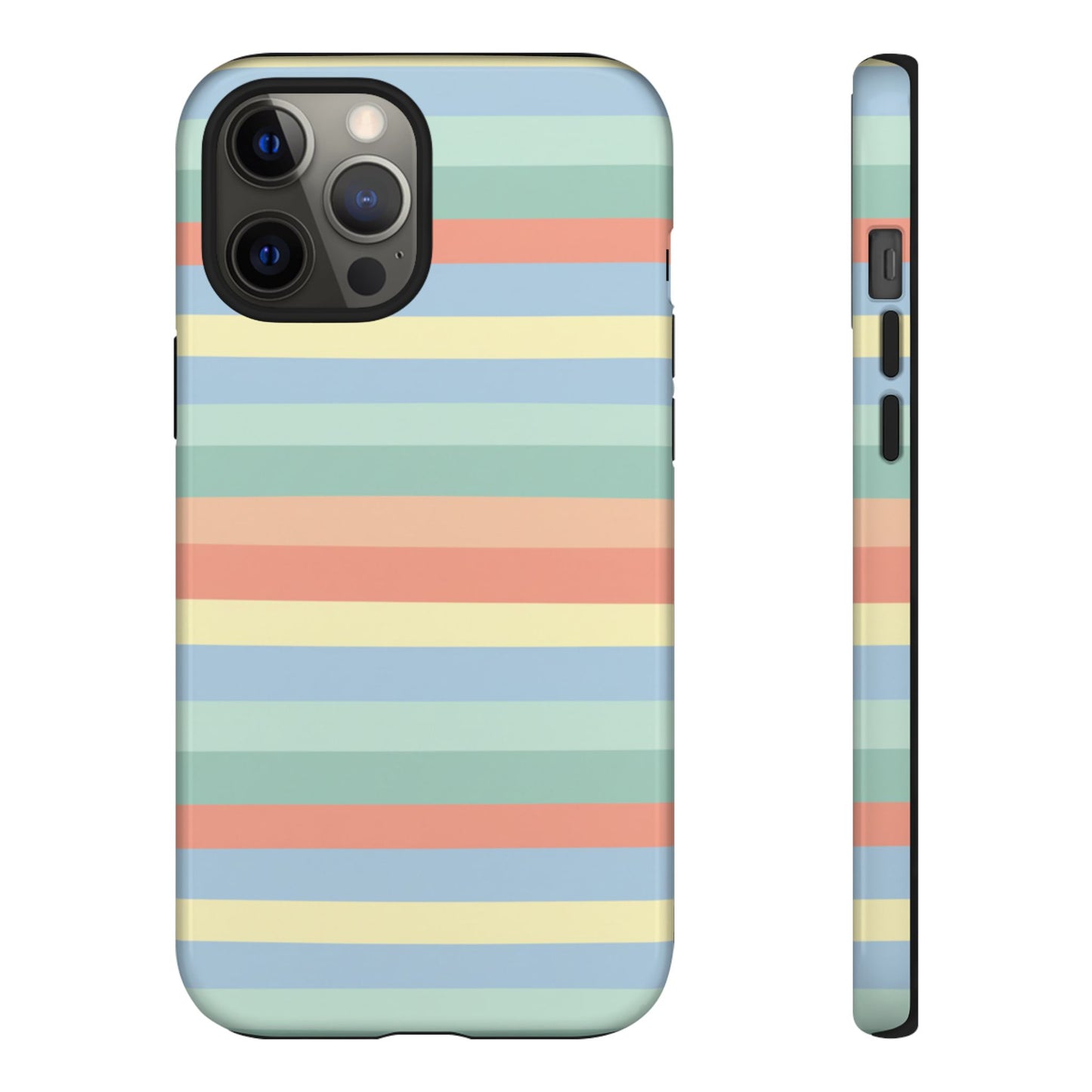 Pastel Striped Phone Case — Retro Horizontal Multi-Color Tough Case