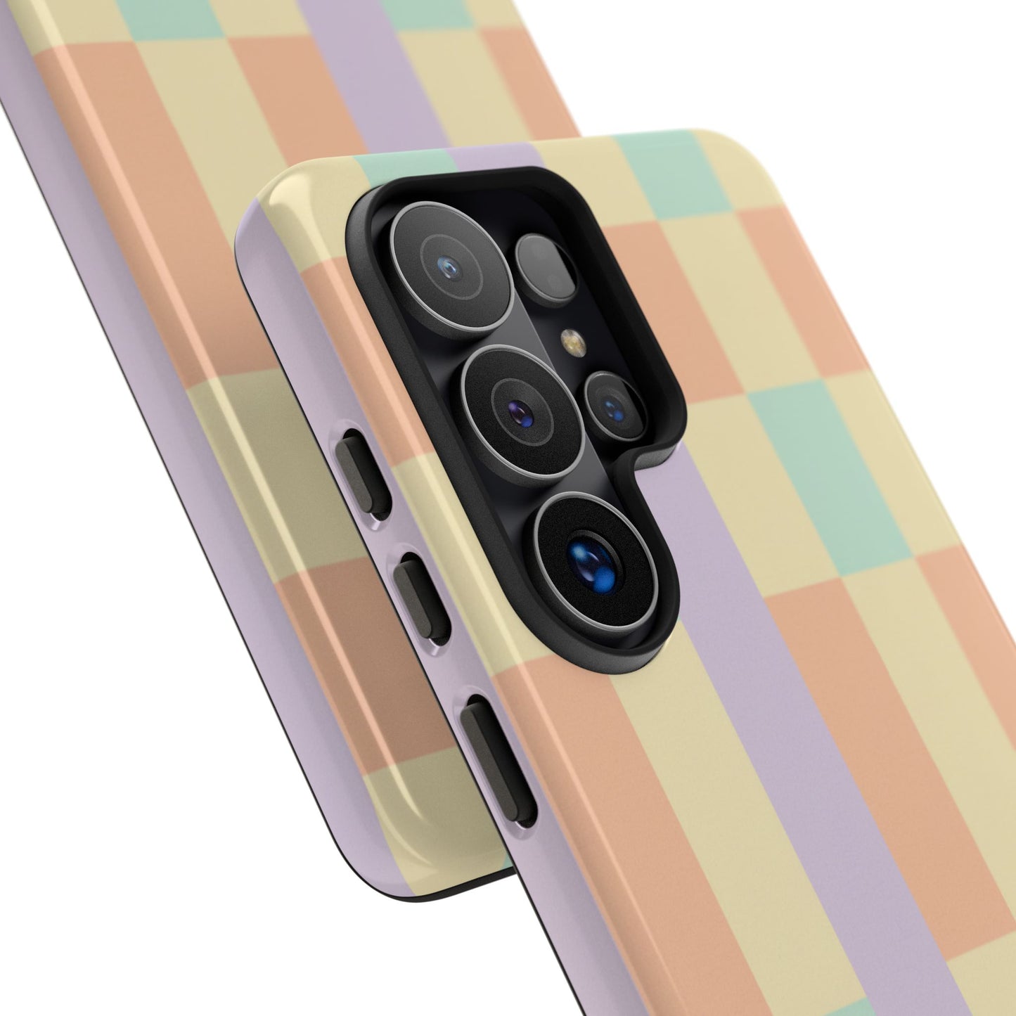 Pastel Checkered Phone Case — Retro Stripe Tough Case