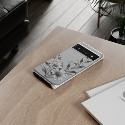 Floral Monochrome Phone Case — Elegant Black & White Lily Design