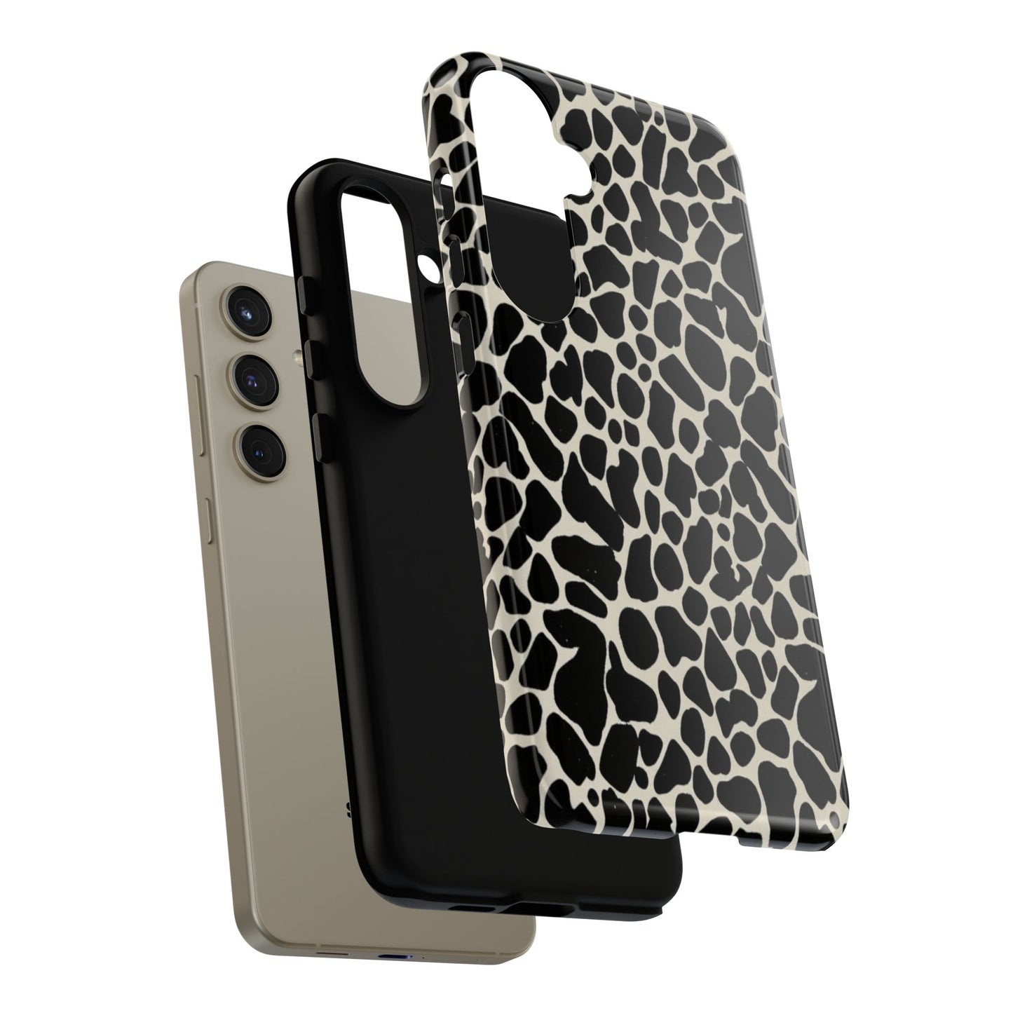 Black and White Cowhide Phone Case — Protective Tough Case