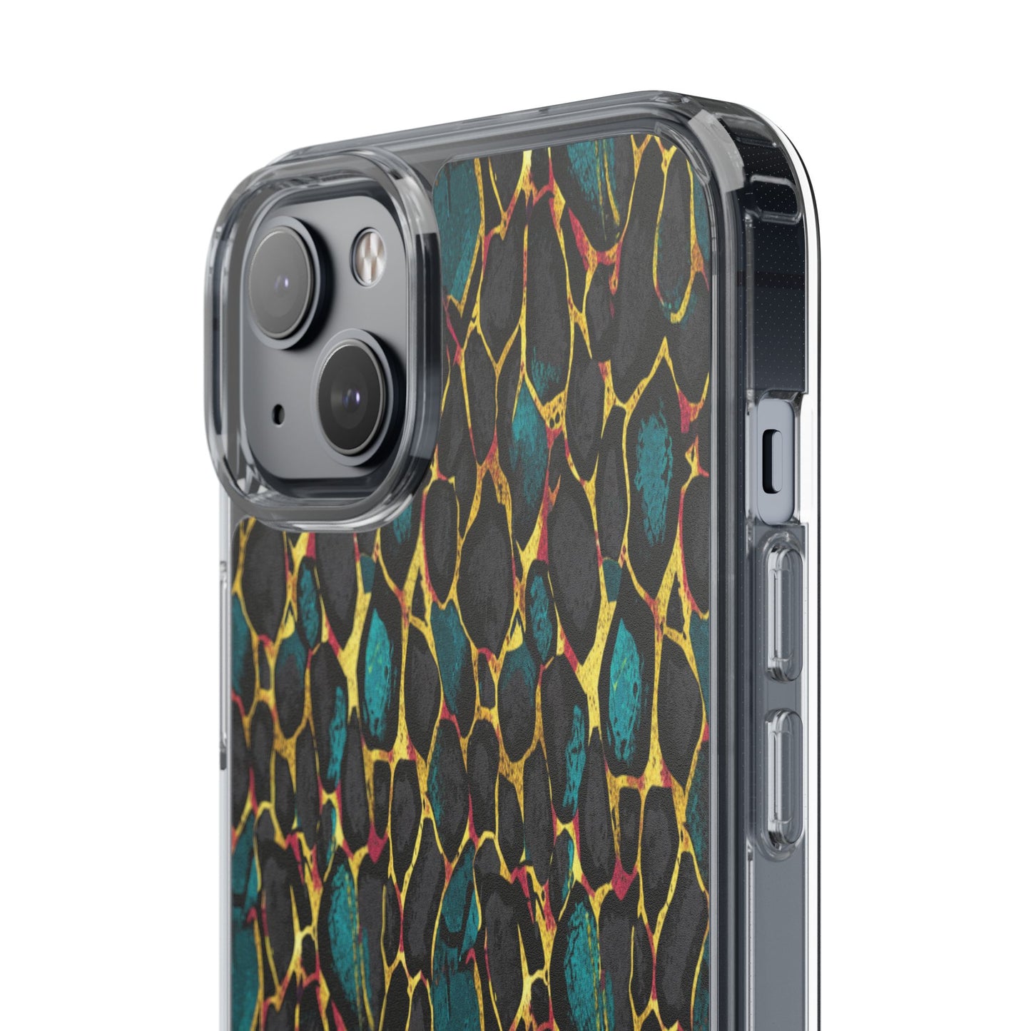 Teal Gold Leopard Clear Phone Case