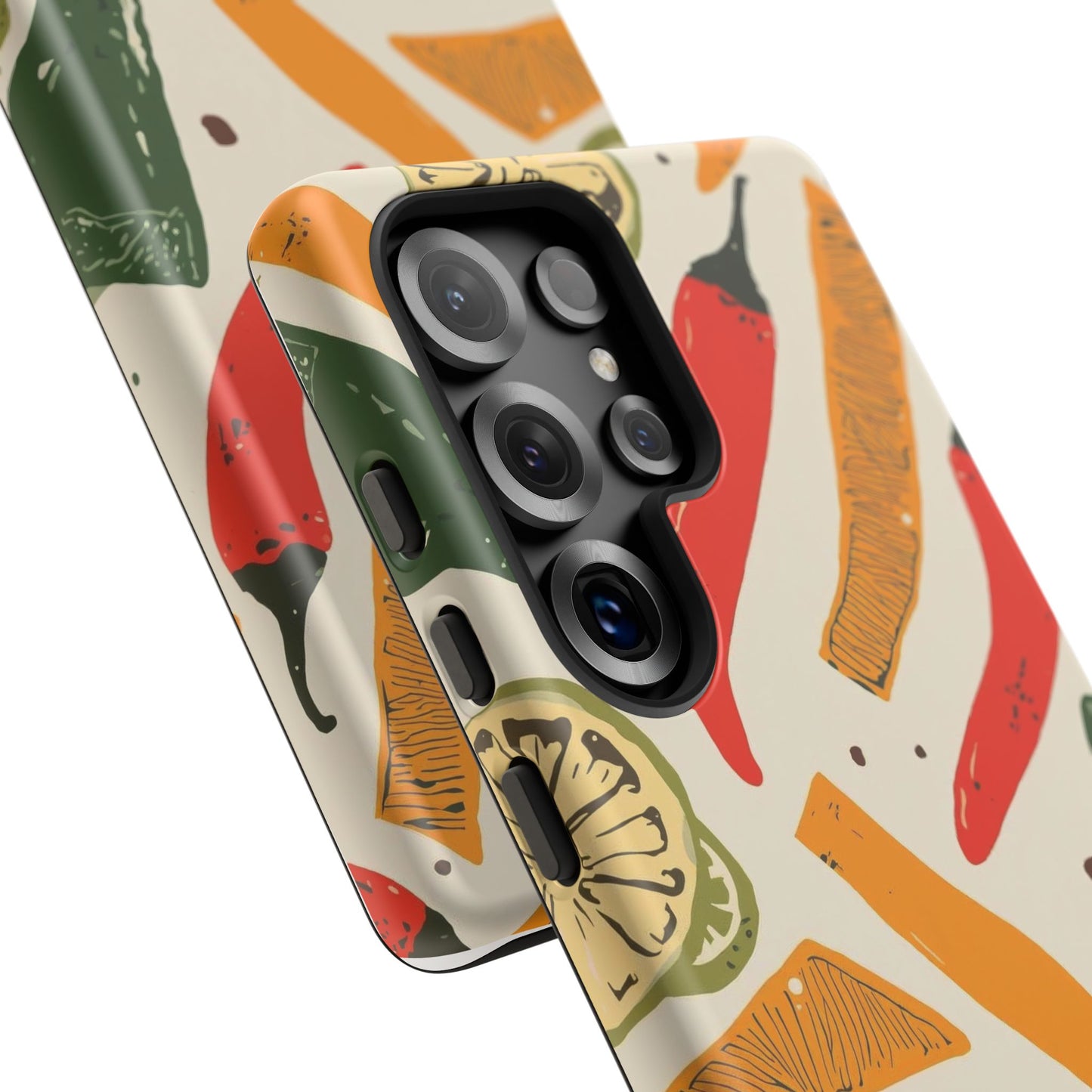 Spicy Peppers Phone Case – Colorful Chili, Lime & Citrus Pattern