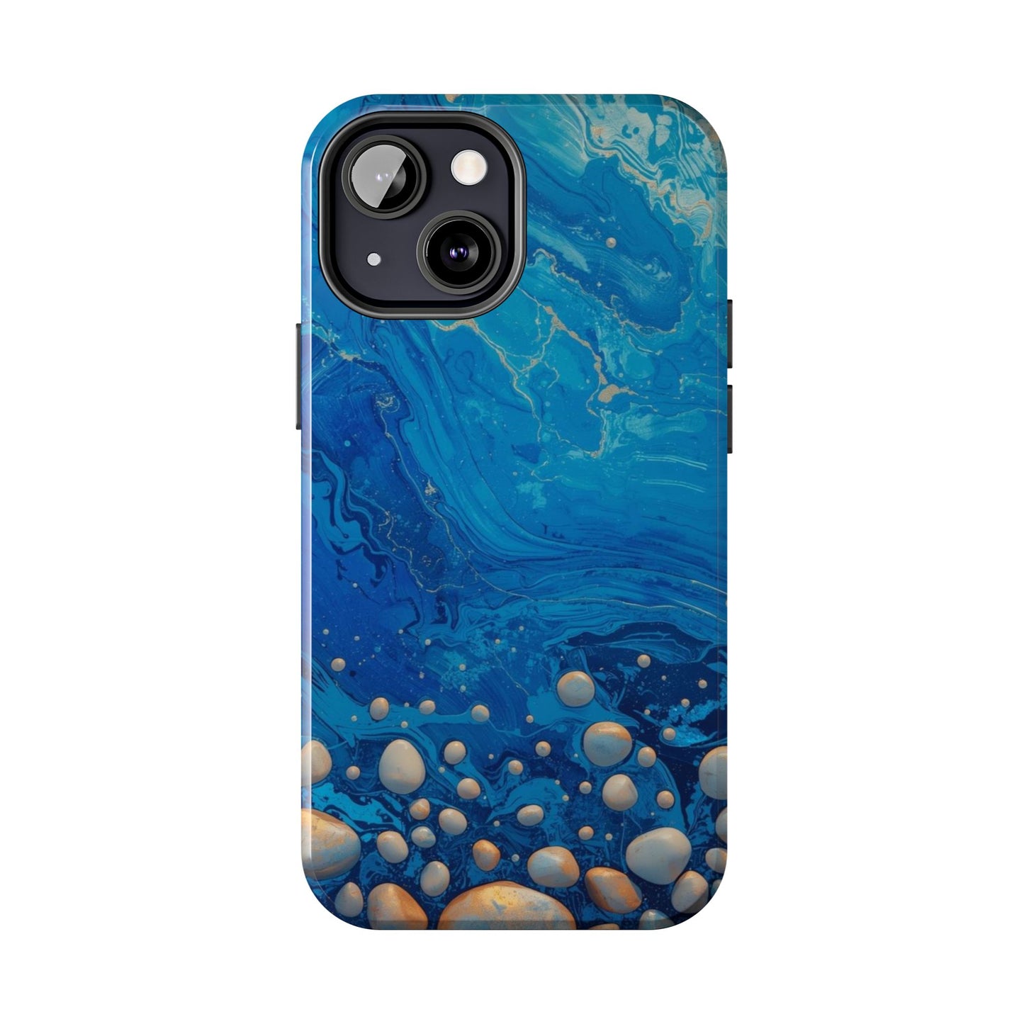 Blue Ocean Pebble Tough Phone Case — Protective Artistic Marble Design