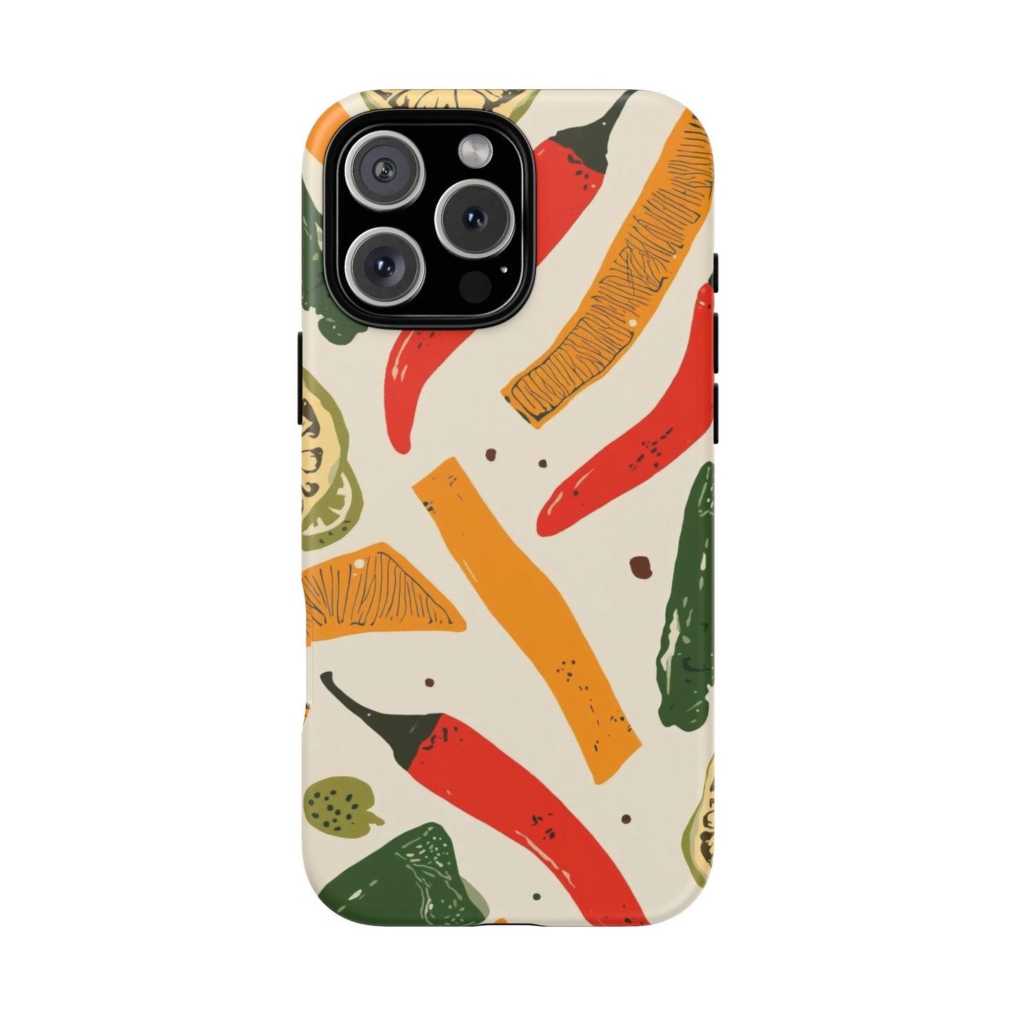 Spicy Peppers Phone Case – Colorful Chili, Lime & Citrus Pattern