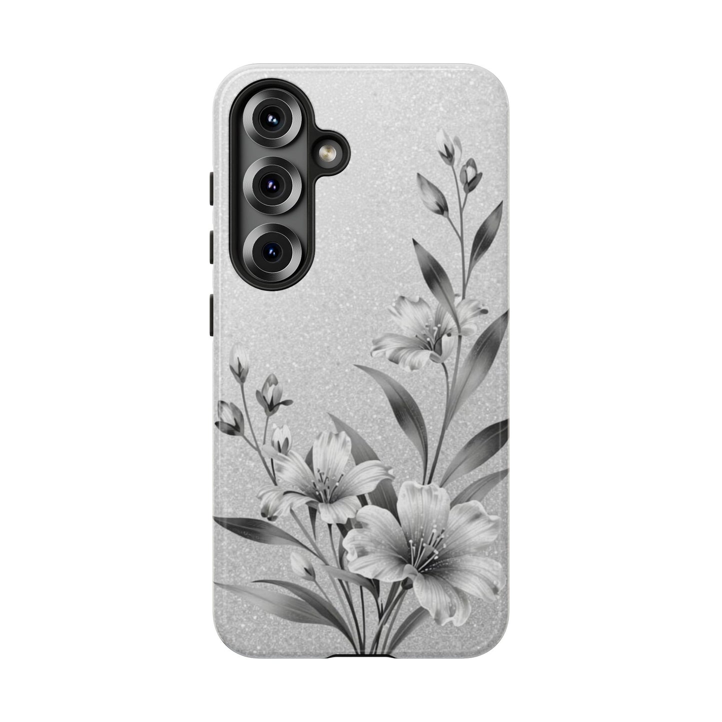 Floral Monochrome Phone Case — Elegant Black & White Lily Design